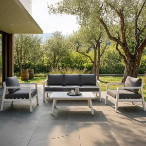 Garden set of 4 pieces Santiago white 188x80x70cm