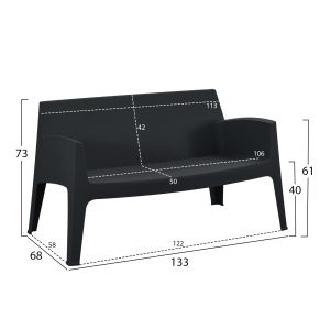 Garden set of 4 pieces Sleek Hm21268.02 black polypropylene