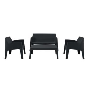 Garden set of 4 pieces Sleek Hm21268.02 black polypropylene
