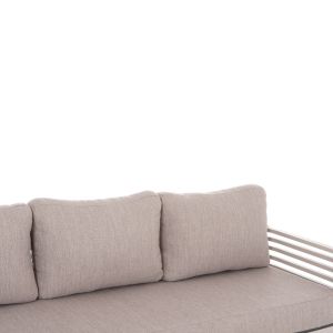 Garden set of 4 pieces Wales Sm6422.02 creamy white aluminum - beige olefin - light gray 3d printed glass top