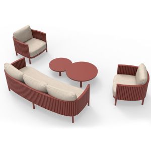 Garden set of 5 pieces Cardinal Sm6423.05 red aluminum-beige olefin fabric