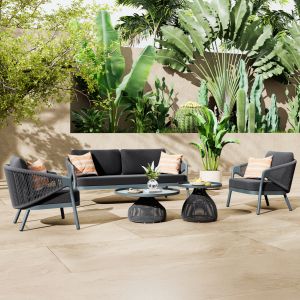 Garden set of 5 pieces Driscoll Hm6473.01 dark gray aluminum-rope-olefin fabric