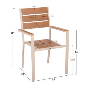 Garden set of 5 pieces Moril Hm21161 aluminum in champagne color and polywood