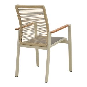 GARDEN CHAIR AEGEAN - TEAK - ALUMINUM AND TEXTILE IN CREAM-BEIGE COLOR, 57X64X87 CM