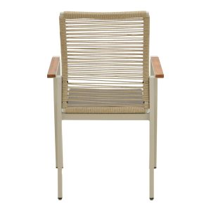GARDEN CHAIR AEGEAN - TEAK - ALUMINUM AND TEXTILE IN CREAM-BEIGE COLOR, 57X64X87 CM