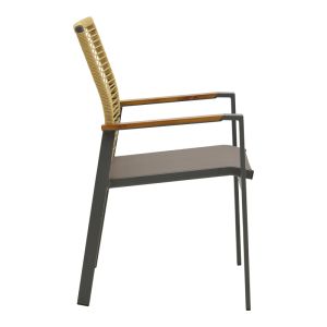 GARDEN CHAIR AEGEAN, TEAK WOOD, ROPE, IN NATURAL COLOR - ALUMINUM AND TEXTILE IN ANTHRACITE COLOR, 57X64X87 CM