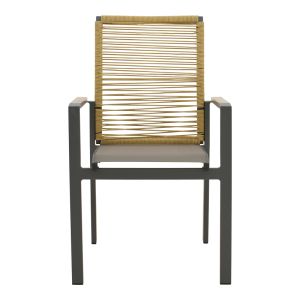 GARDEN CHAIR AEGEAN, TEAK WOOD, ROPE, IN NATURAL COLOR - ALUMINUM AND TEXTILE IN ANTHRACITE COLOR, 57X64X87 CM