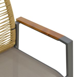 GARDEN CHAIR AEGEAN, TEAK WOOD, ROPE, IN NATURAL COLOR - ALUMINUM AND TEXTILE IN ANTHRACITE COLOR, 57X64X87 CM