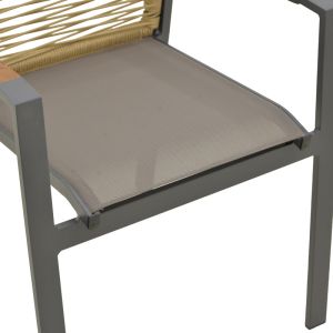 GARDEN CHAIR AEGEAN, TEAK WOOD, ROPE, IN NATURAL COLOR - ALUMINUM AND TEXTILE IN ANTHRACITE COLOR, 57X64X87 CM