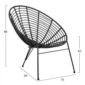 Градински стол Allegra Hm5458,02 ракита в черен цвят 73x83x86cm