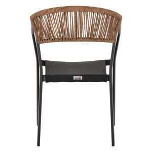 Garden chair Aluminum Hm5891,05 black frame and textile - beige rattan on the backrest 57,5x59x81,5cm