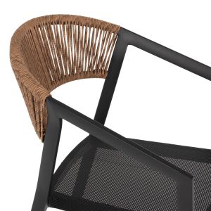 Garden chair Aluminum Hm5891,05 black frame and textile - beige rattan on the backrest 57,5x59x81,5cm