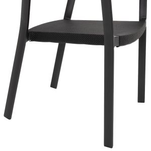 Garden chair Aluminum Hm5891,05 black frame and textile - beige rattan on the backrest 57,5x59x81,5cm
