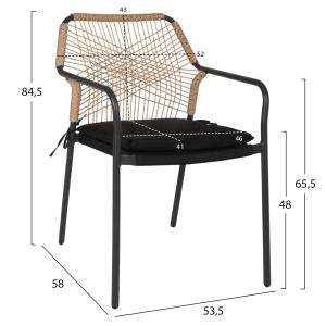 Garden chair Aluminum Trotter Hm5865,11 dark gray frame and beige woven material - black cushion