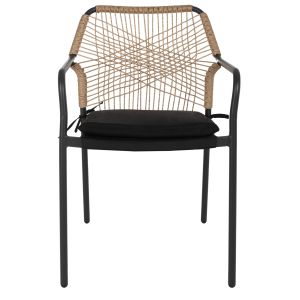Garden chair Aluminum Trotter Hm5865,11 dark gray frame and beige woven material - black cushion