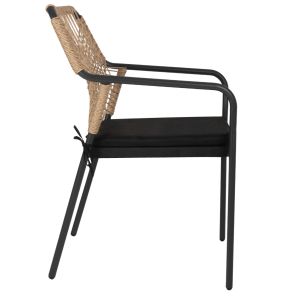 Garden chair Aluminum Trotter Hm5865,11 dark gray frame and beige woven material - black cushion