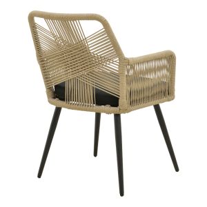GARDEN CHAIR ANDROS, ALUMINUM, BLACK-BEIGE, 56X60X86 CM