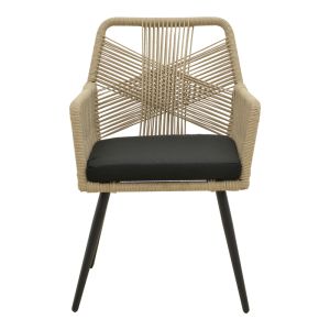 GARDEN CHAIR ANDROS, ALUMINUM, BLACK-BEIGE, 56X60X86 CM