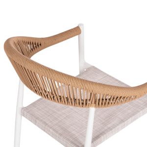 Градински стол Berg Hm6284.01, алуминий и текстил в бяло - P.e.twisted ратан 55x56x79hcm.
