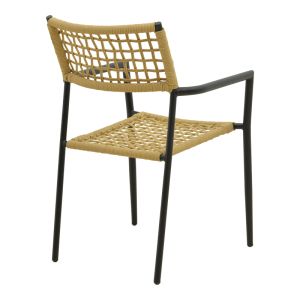 GARDEN CHAIR CASTAL, STEEL IN BLACK - PE ROPE IN NATURAL COLOR 53X59X84CM