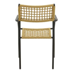 GARDEN CHAIR CASTAL, STEEL IN BLACK - PE ROPE IN NATURAL COLOR 53X59X84CM