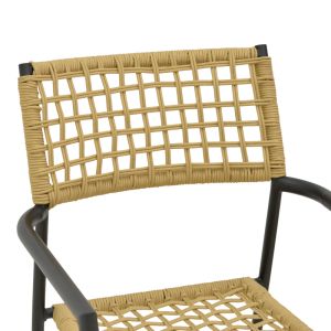 GARDEN CHAIR CASTAL, STEEL IN BLACK - PE ROPE IN NATURAL COLOR 53X59X84CM