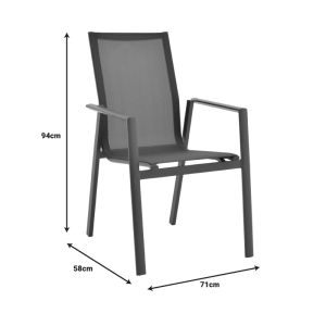 Градински стол Dashiell Metal Black Textilene Black 71x58x94см