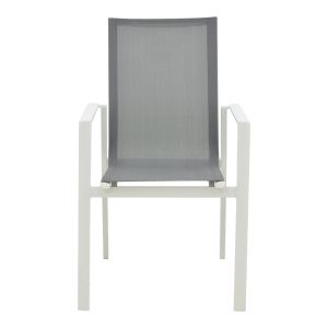 Градински стол Dashiell метален бял текстилен светлосив 71x58x94cm