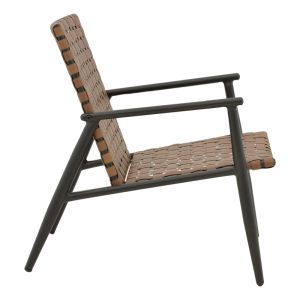 Градински стол Eamon кафяв текстил и черна метална рамка 73,5x62x77cm