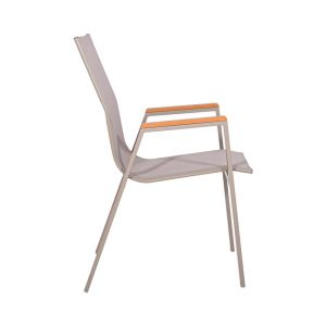 Градински стол Fl5050 бежов цвят със сив текстилен 61x56x90см