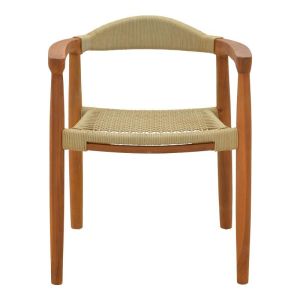 Градински стол Ganny, тиково дърво и въже в естествен цвят 61x58x71см