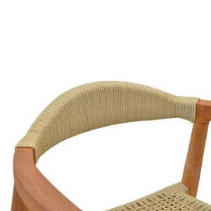 Градински стол Ganny, тиково дърво и въже в естествен цвят 61x58x71см