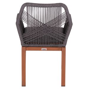 Градински стол Howard Hm5543.11 кафяв алуминий -- въже и възглавница в сиво 57.5x62x84в см.