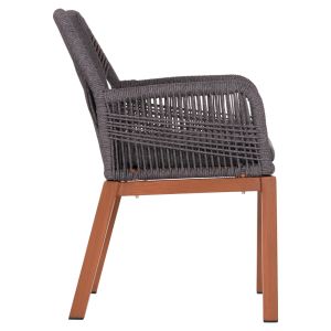Градински стол Howard Hm5543.11 кафяв алуминий -- въже и възглавница в сиво 57.5x62x84в см.
