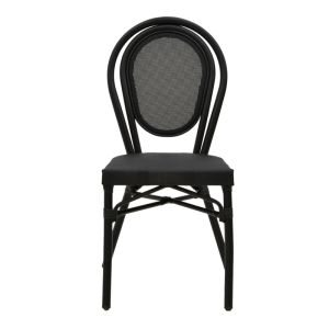 Градински стол Nacia от черен Textilene и черен алуминий 45x59x85cм