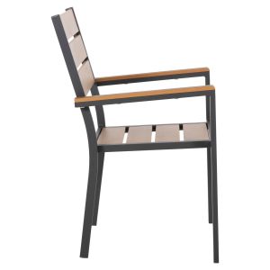 Градински стол Saga алуминий антрацит-полидървесина 55x55x86hcм Hm5981,03