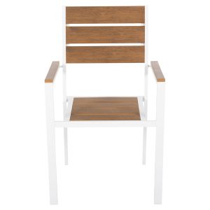 Градински стол Saga алуминий бял-полидървесина 55x55x86hcм Hm5981,01