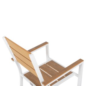 Градински стол Saga алуминий бял-полидървесина 55x55x86hcм Hm5981,01