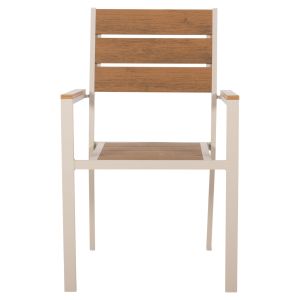 Градински стол Saga алуминий цвят шампанско-полидървесина 55x55x86hcм Hm5981,04