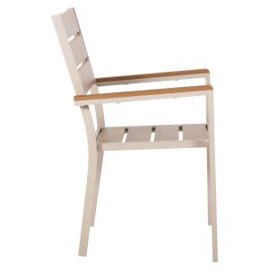 Градински стол Saga алуминий цвят шампанско-полидървесина 55x55x86hcм Hm5981,04