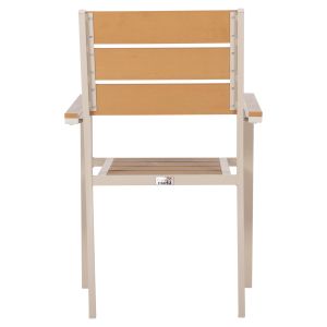 Градински стол Saga алуминий цвят шампанско-полидървесина 55x55x86hcм Hm5981,04