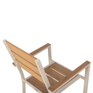 Градински стол Saga алуминий цвят шампанско-полидървесина 55x55x86hcм Hm5981,04