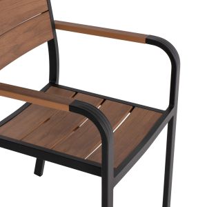 Градински стол Saga алуминий черен - полидървесина 56x55x85,5hcм Hm5127,03