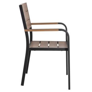 Градински стол Saga алуминий черен - полидървесина 56x55x85,5hcм Hm5127,03