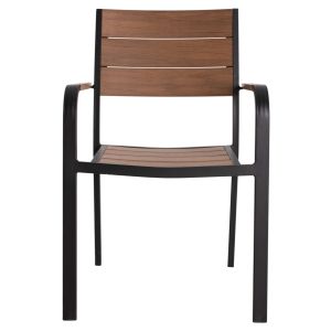 Градински стол Saga алуминий черен - полидървесина 56x55x85,5hcм Hm5127,03