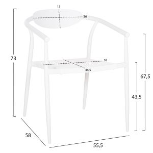 Градински стол Serly алуминий в бяло - бял текстилен 56x61x74,5hcм Hm6052,01