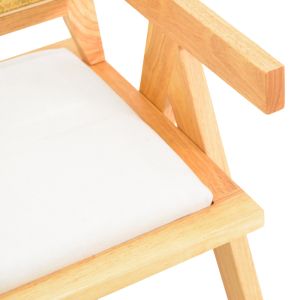 Winslow garden chair made of natural rubber wood - white fabric, 51x54x80 cm