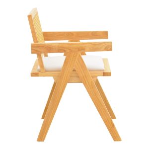 Winslow garden chair made of natural rubber wood - white fabric, 51x54x80 cm