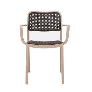 Garden chair Olesia beige with brown color 56x43x81cm