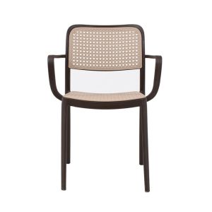 Garden chair Olesia brown with beige color 56x43x81cm